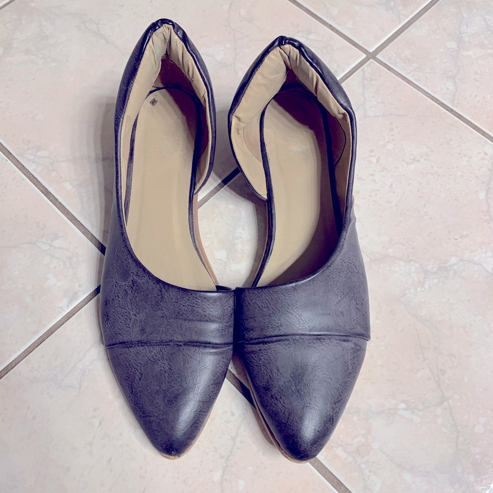 Qupid Pewter Cutout Mini heel flats